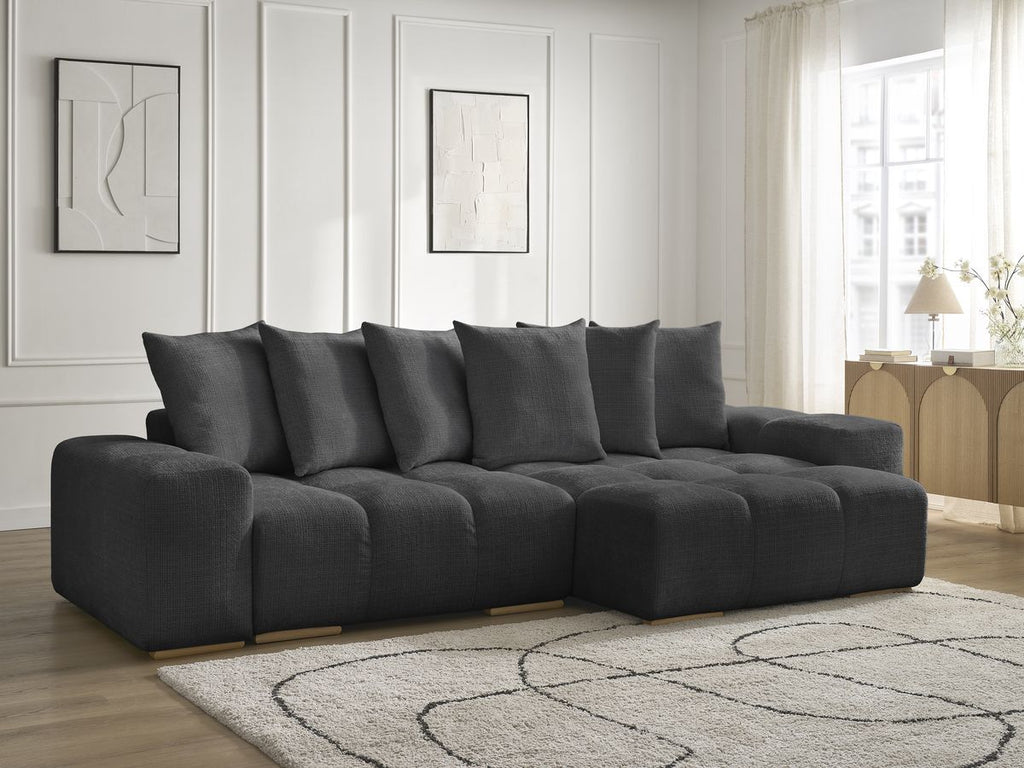 Anakin - Reversible Corner Sofa - Textured Fabric - 6 Cushions