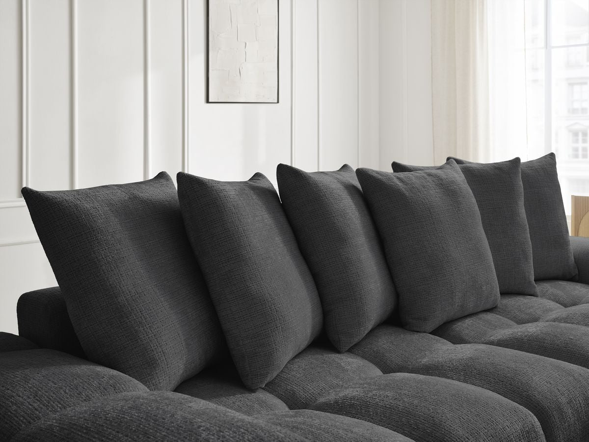 Anakin - Reversible Corner Sofa - Textured Fabric - 6 Cushions