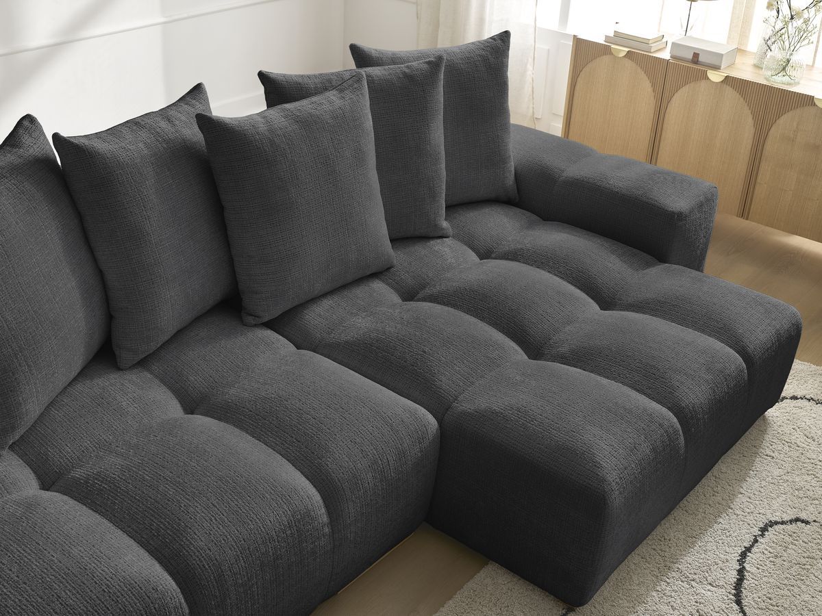 Anakin - Reversible Corner Sofa - Textured Fabric - 6 Cushions