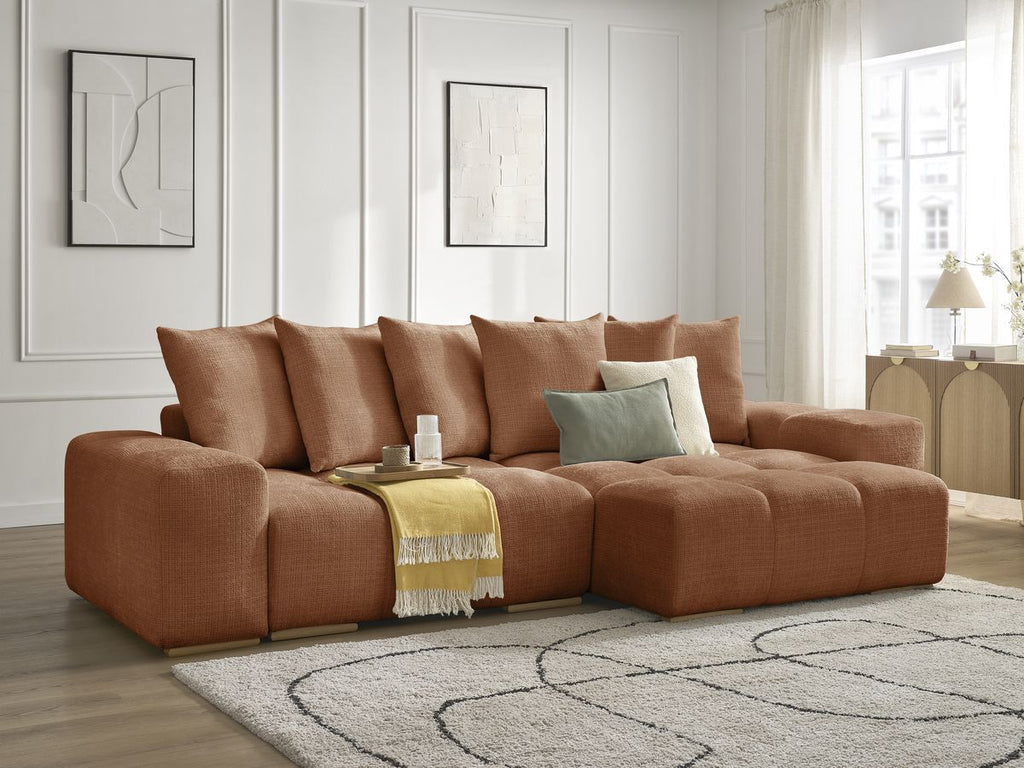 Anakin - Reversible Corner Sofa - Textured Fabric - 6 Cushions