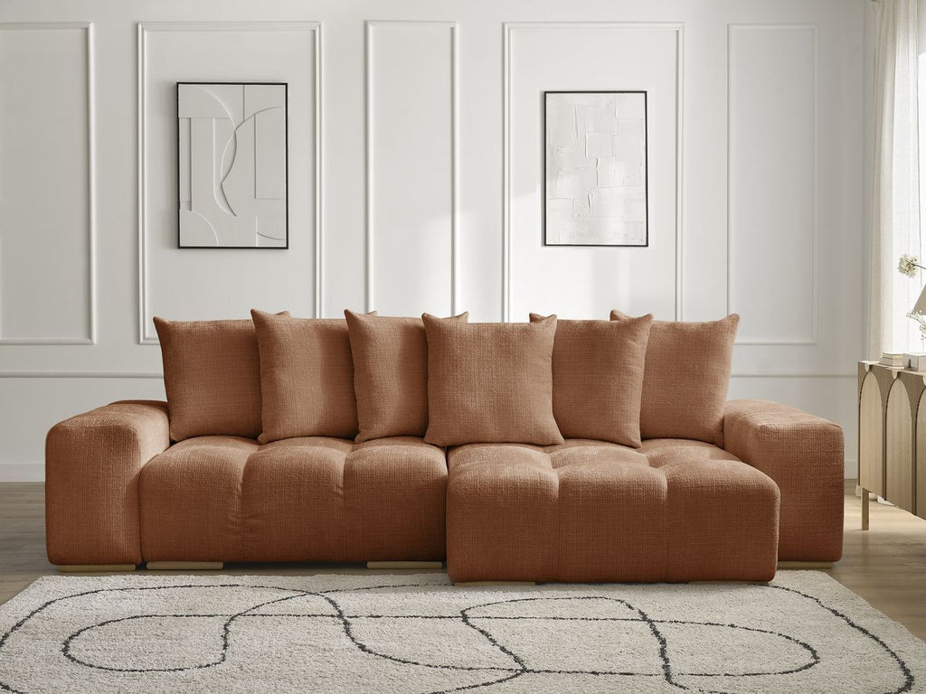 Anakin - Reversible Corner Sofa - Textured Fabric - 6 Cushions