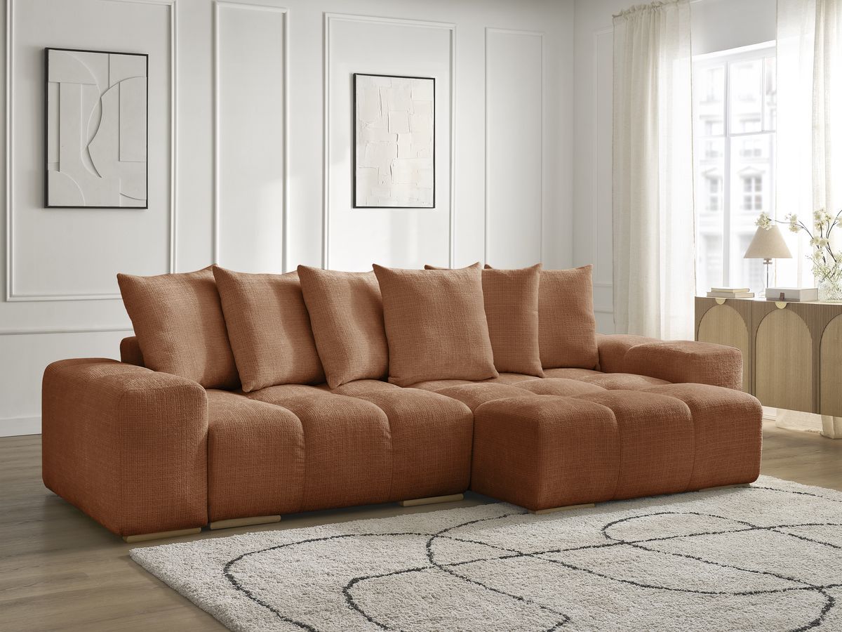 Anakin - Reversible Corner Sofa - Textured Fabric - 6 Cushions