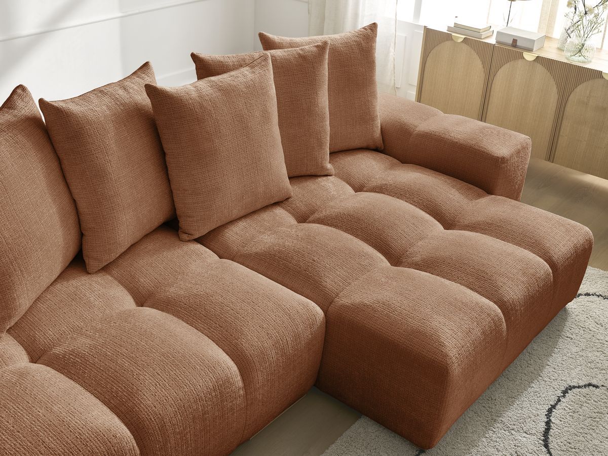 Anakin - Reversible Corner Sofa - Textured Fabric - 6 Cushions