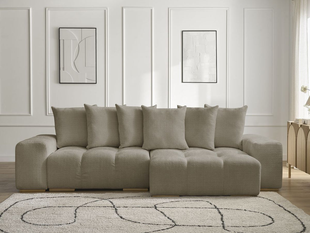 Anakin - Reversible Corner Sofa - Textured Fabric - 6 Cushions