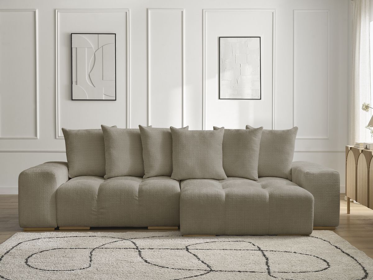 Anakin - Reversible Corner Sofa - Textured Fabric - 6 Cushions
