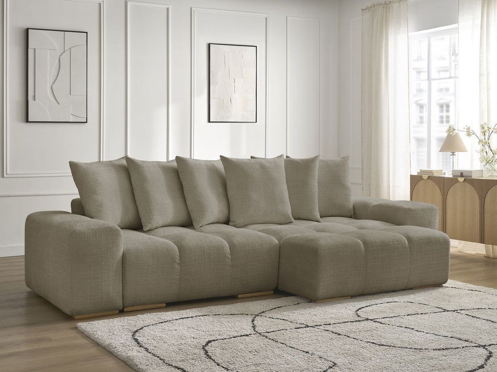 Anakin - Reversible Corner Sofa - Textured Fabric - 6 Cushions