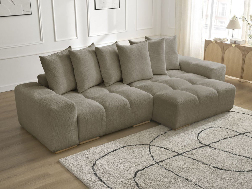 Anakin - Reversible Corner Sofa - Textured Fabric - 6 Cushions