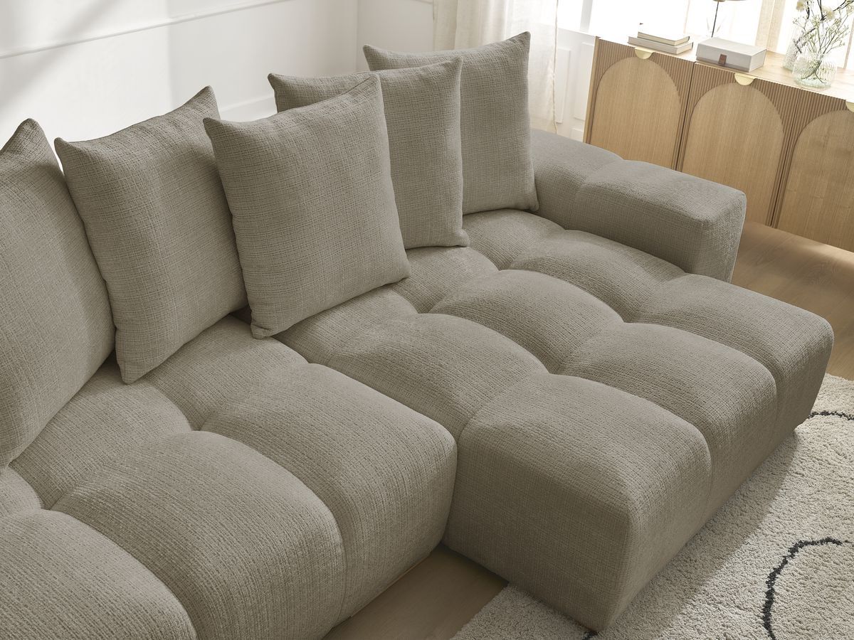 Anakin - Reversible Corner Sofa - Textured Fabric - 6 Cushions