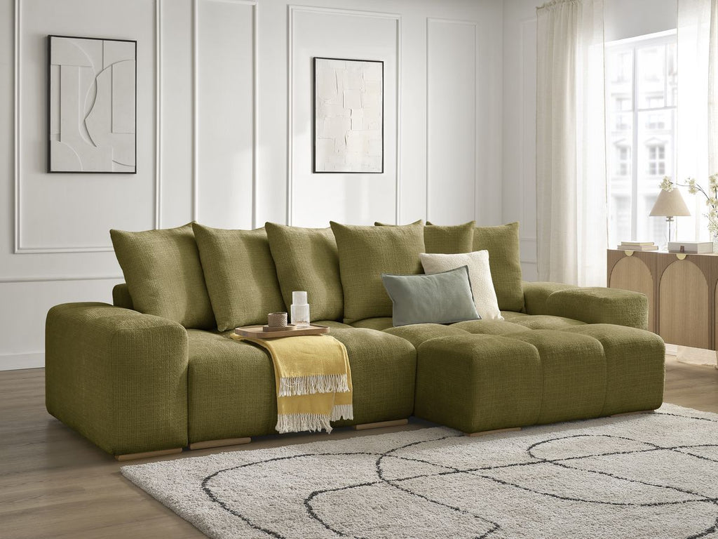 Anakin - Reversible Corner Sofa - Textured Fabric - 6 Cushions