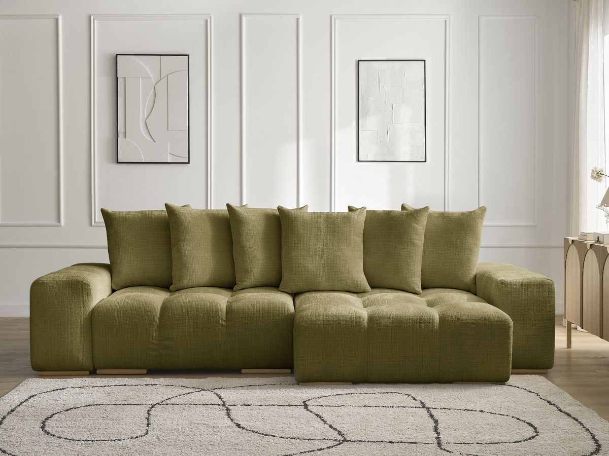 Anakin - Reversible Corner Sofa - Textured Fabric - 6 Cushions