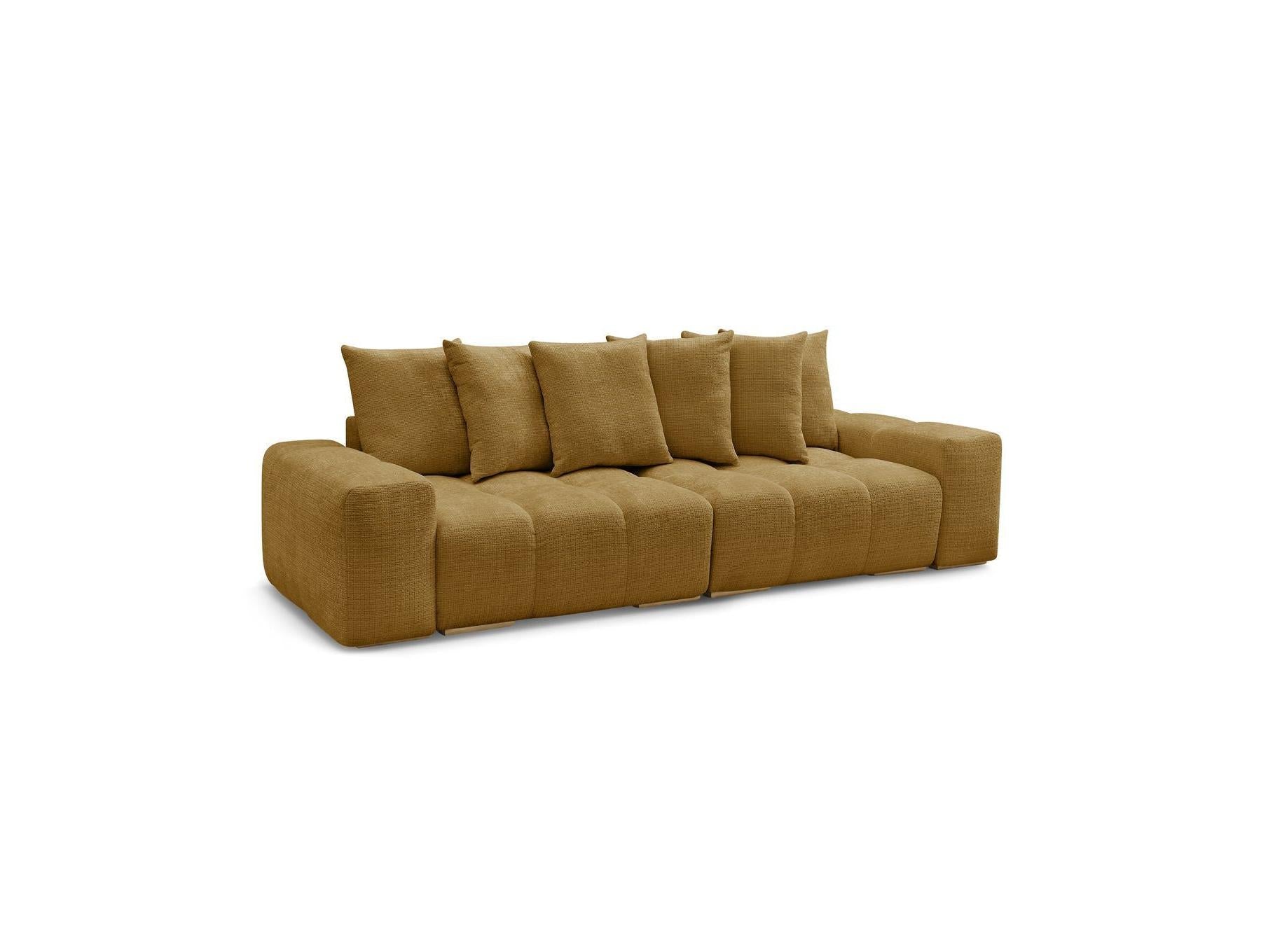 Anakin - Sofá recto convertible con arcón - Tejido texturizado - 6 cojines