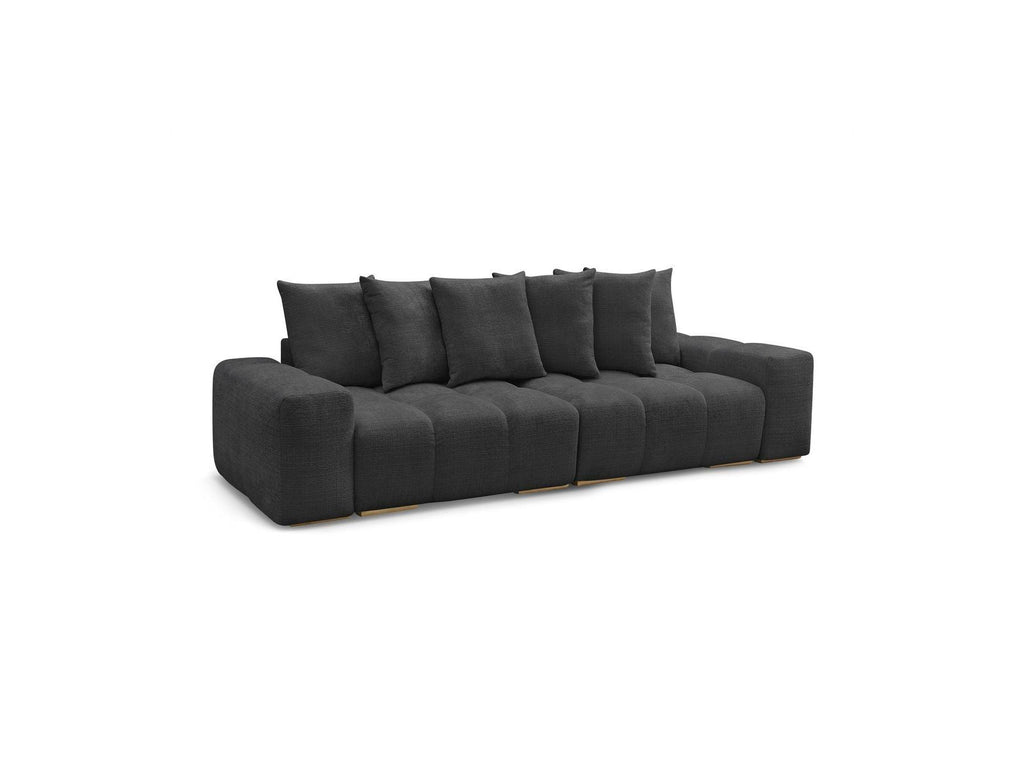 Anakin - Sofá recto convertible con arcón - Tejido texturizado - 6 cojines