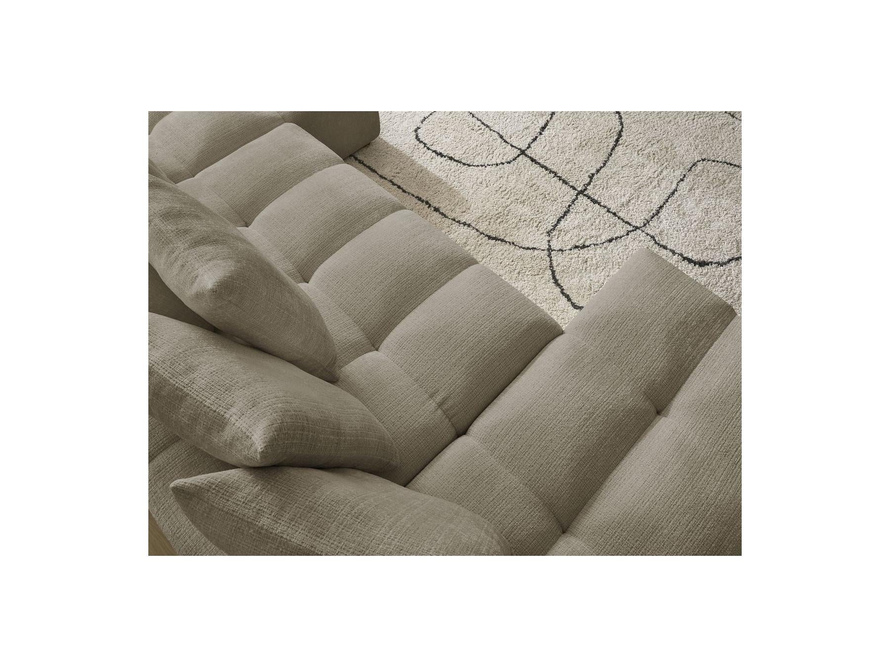 Anakin - Sofá panorámico convertible con arcón - Tejido texturizado - 10 cojines