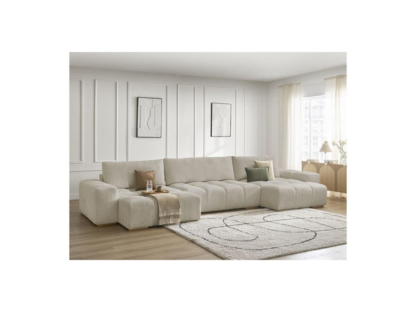 Anakin - Panoramic Convertible Sofa with Storage - Textured Fabric - 3 Cushions