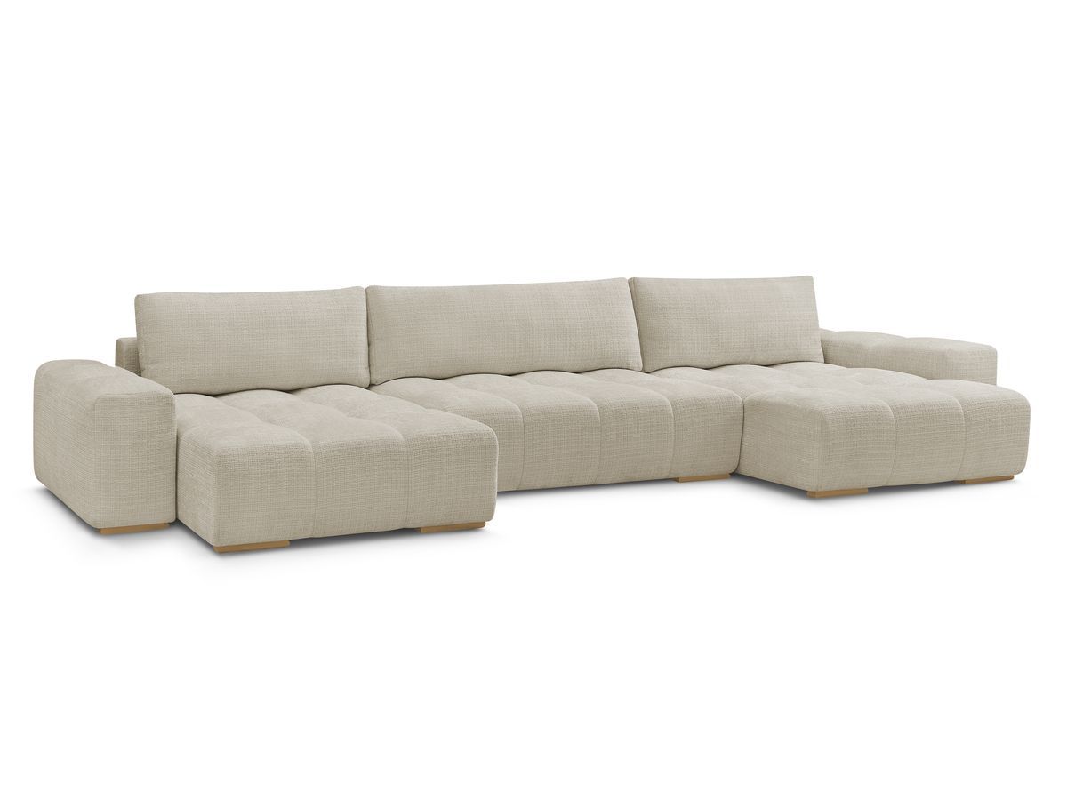 Anakin - Fixed Panoramic Sofa - Textured Fabric - 3 Cushions
