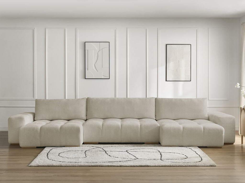 Anakin - Fixed Panoramic Sofa - Textured Fabric - 3 Cushions