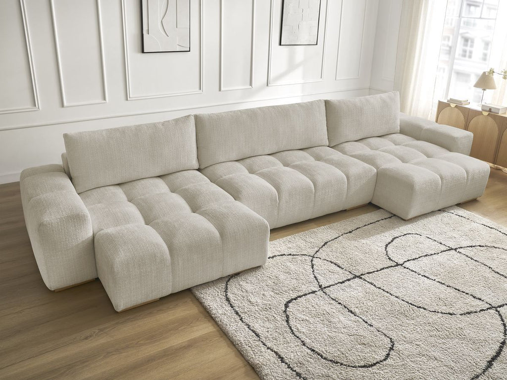 Anakin - Fixed Panoramic Sofa - Textured Fabric - 3 Cushions