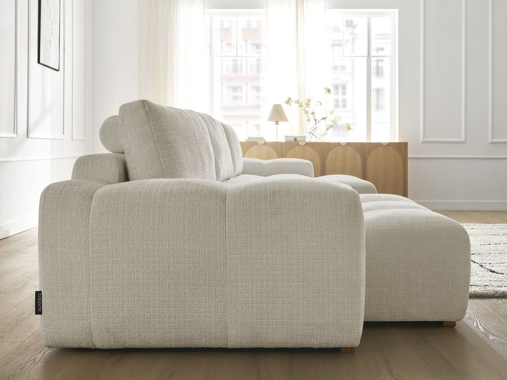 Anakin - Fixed Panoramic Sofa - Textured Fabric - 3 Cushions