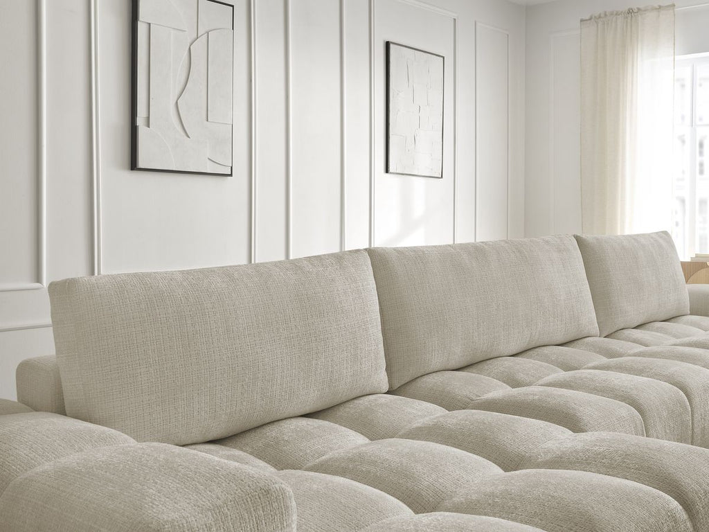 Anakin - Fixed Panoramic Sofa - Textured Fabric - 3 Cushions