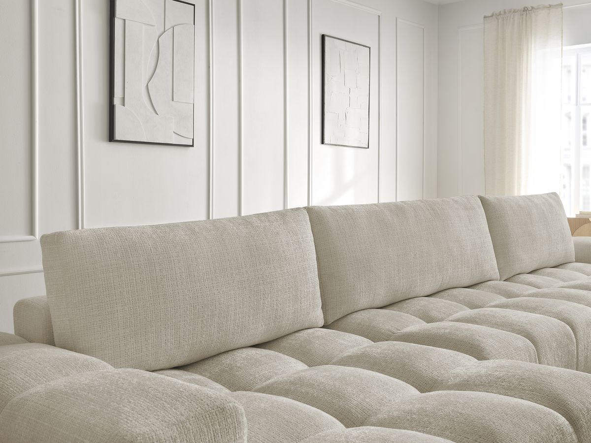Anakin - Fixed Panoramic Sofa - Textured Fabric - 3 Cushions