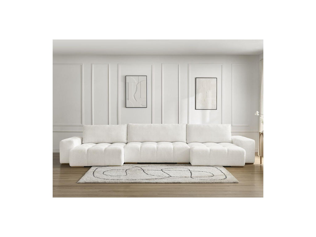 Anakin - Fixed Panoramic Sofa - Textured Fabric - 3 Cushions