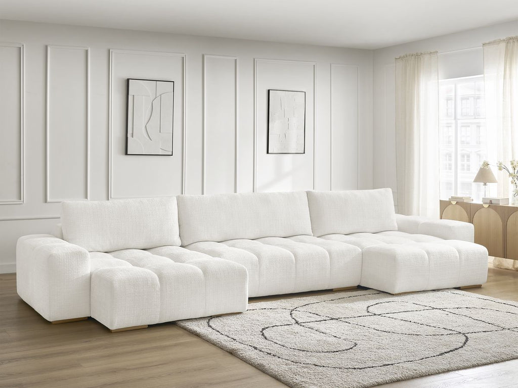 Anakin - Fixed Panoramic Sofa - Textured Fabric - 3 Cushions