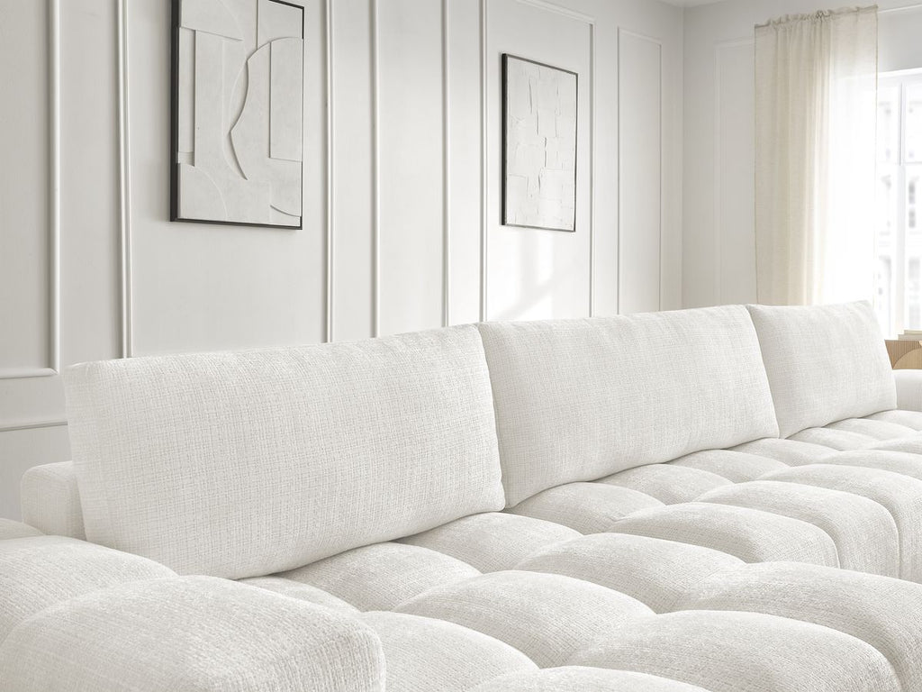 Anakin - Fixed Panoramic Sofa - Textured Fabric - 3 Cushions