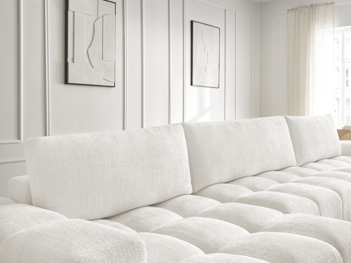 Anakin - Fixed Panoramic Sofa - Textured Fabric - 3 Cushions