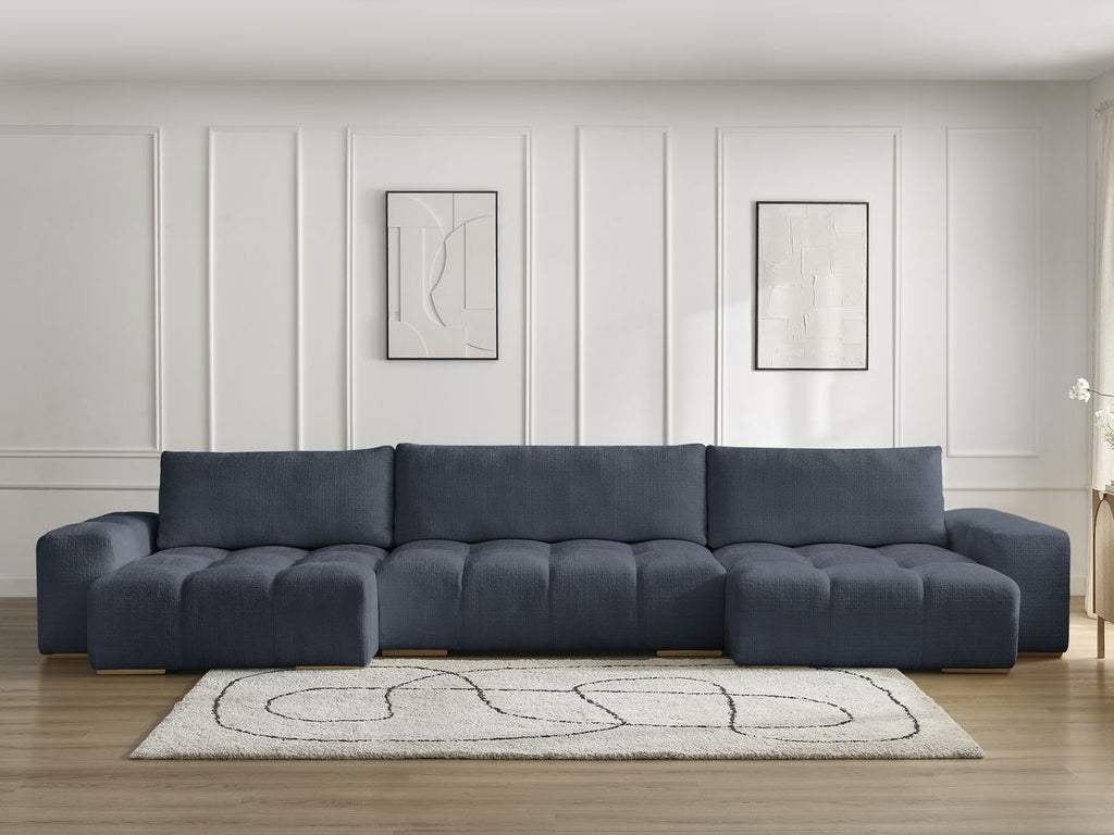 Anakin - Fixed Panoramic Sofa - Textured Fabric - 3 Cushions