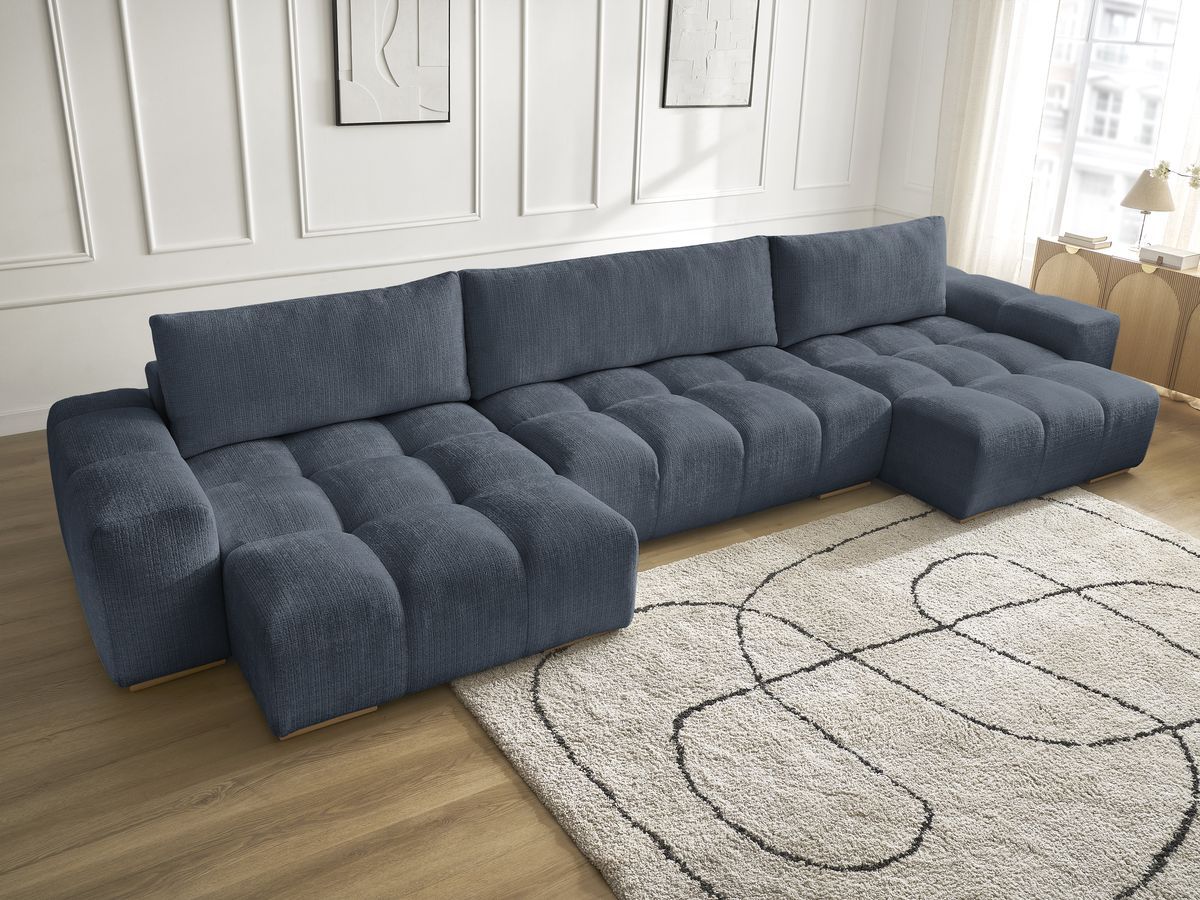 Anakin - Fixed Panoramic Sofa - Textured Fabric - 3 Cushions