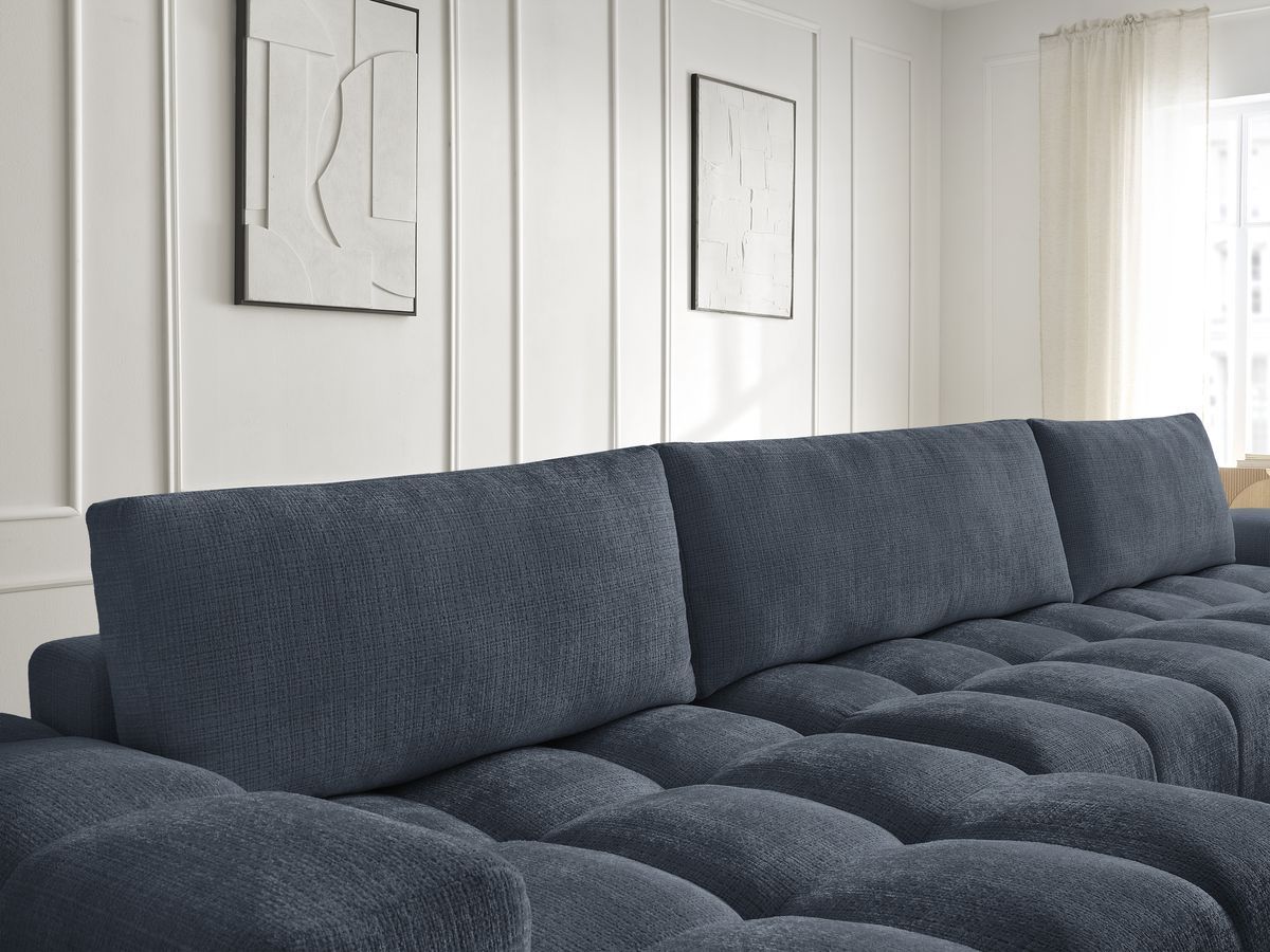 Anakin - Fixed Panoramic Sofa - Textured Fabric - 3 Cushions