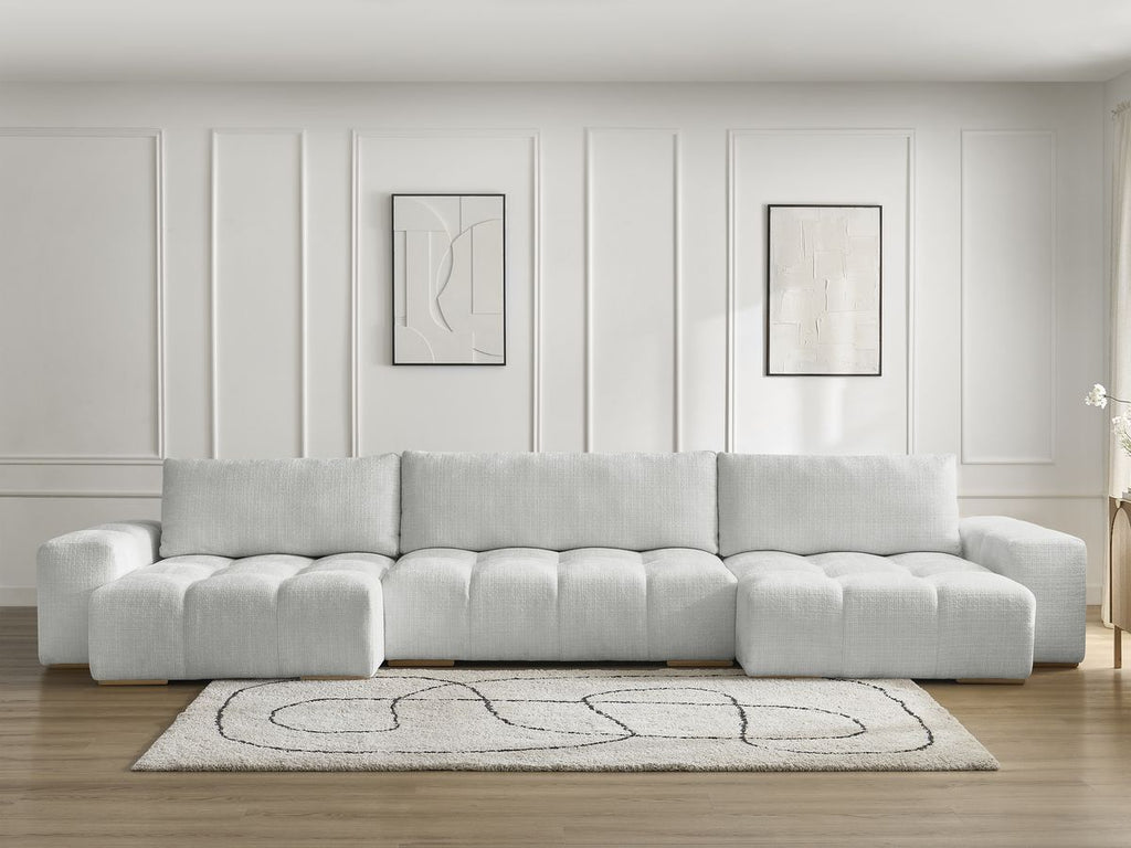 Anakin - Fixed Panoramic Sofa - Textured Fabric - 3 Cushions