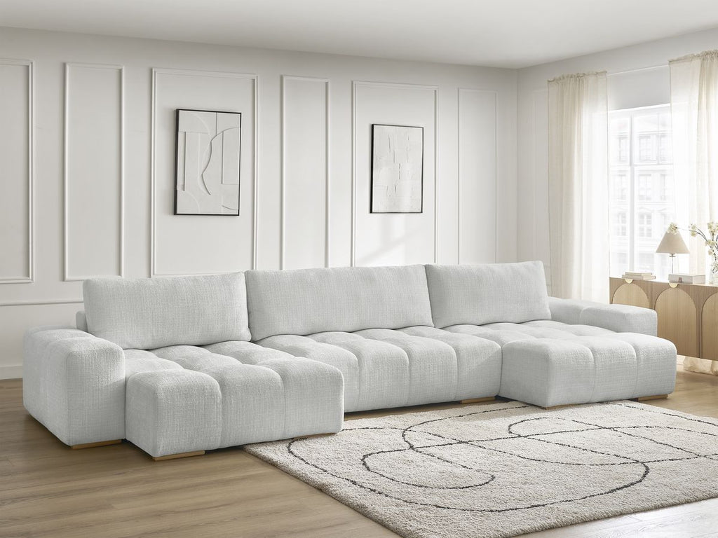 Anakin - Fixed Panoramic Sofa - Textured Fabric - 3 Cushions