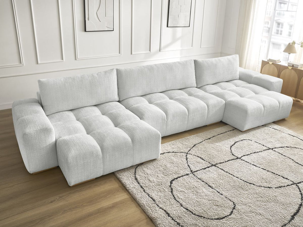 Anakin - Fixed Panoramic Sofa - Textured Fabric - 3 Cushions