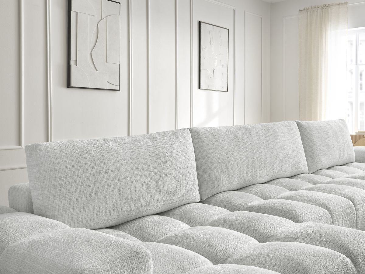 Anakin - Fixed Panoramic Sofa - Textured Fabric - 3 Cushions