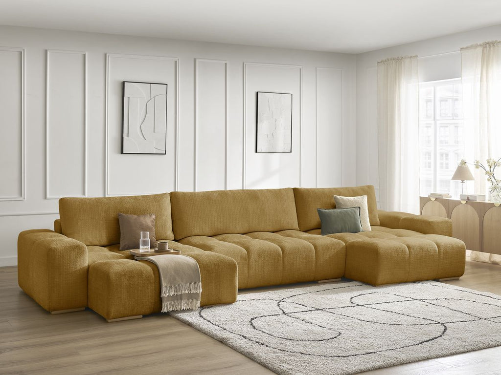 Anakin - Fixed Panoramic Sofa - Textured Fabric - 3 Cushions