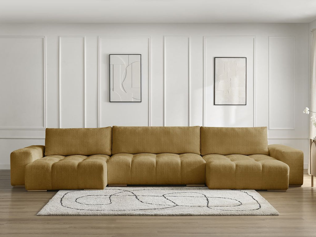 Anakin - Fixed Panoramic Sofa - Textured Fabric - 3 Cushions