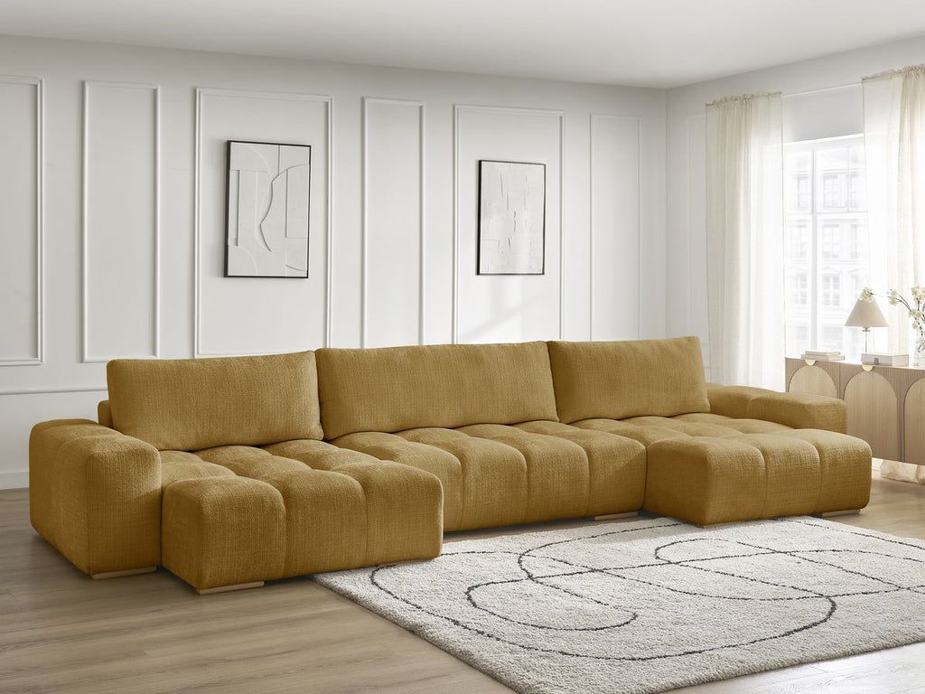 Anakin - Fixed Panoramic Sofa - Textured Fabric - 3 Cushions