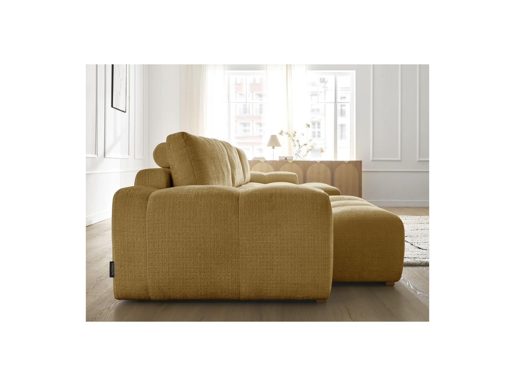 Anakin - Fixed Panoramic Sofa - Textured Fabric - 3 Cushions