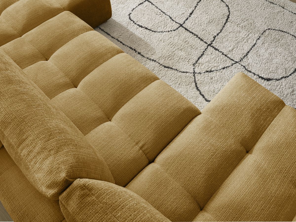 Anakin - Fixed Panoramic Sofa - Textured Fabric - 3 Cushions