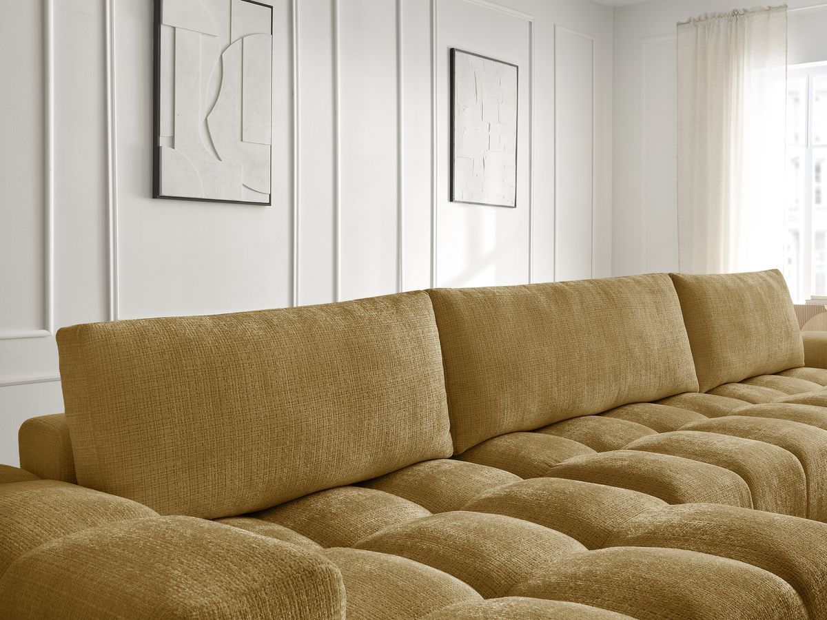Anakin - Fixed Panoramic Sofa - Textured Fabric - 3 Cushions