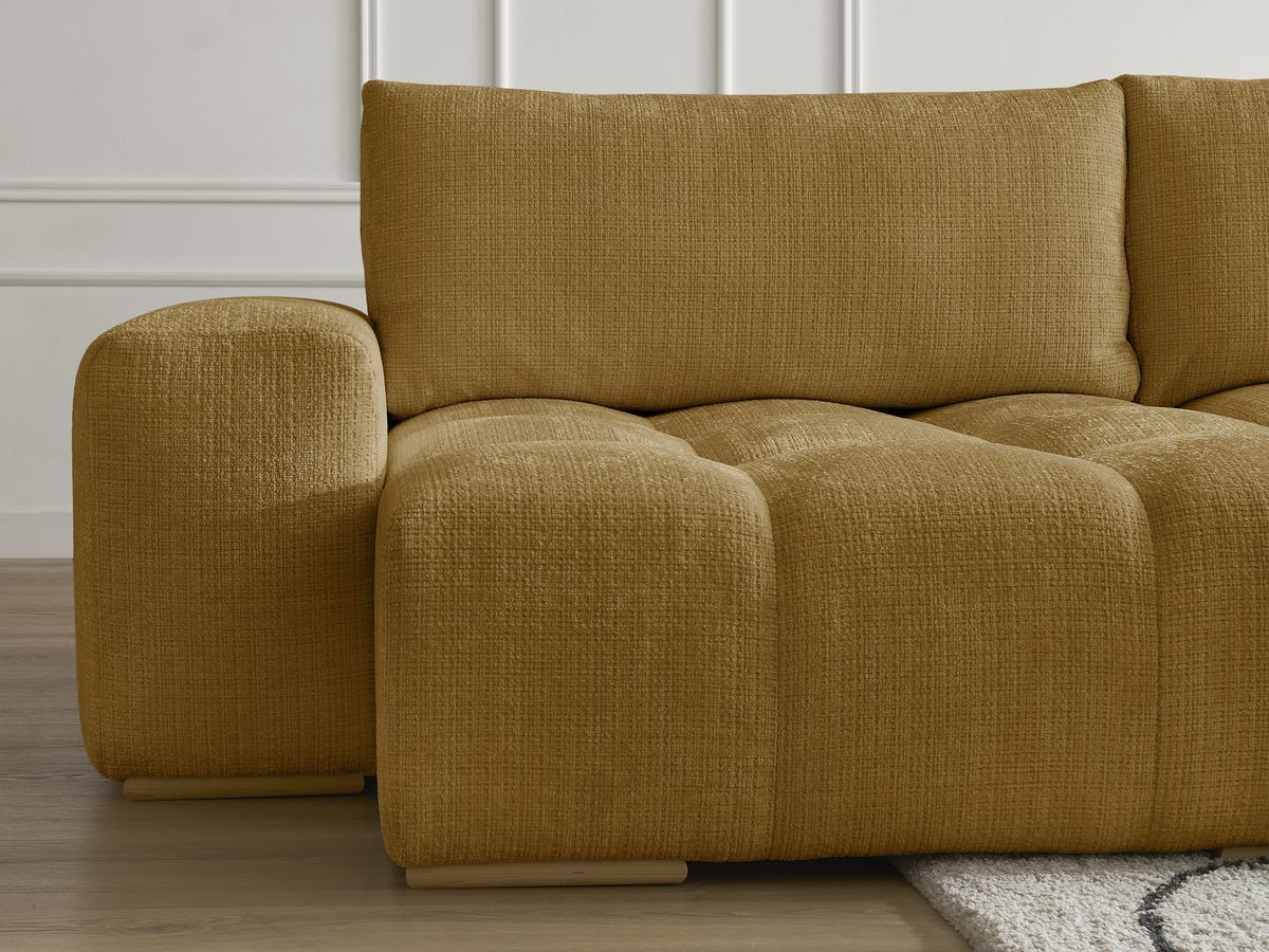 Anakin - Fixed Panoramic Sofa - Textured Fabric - 3 Cushions