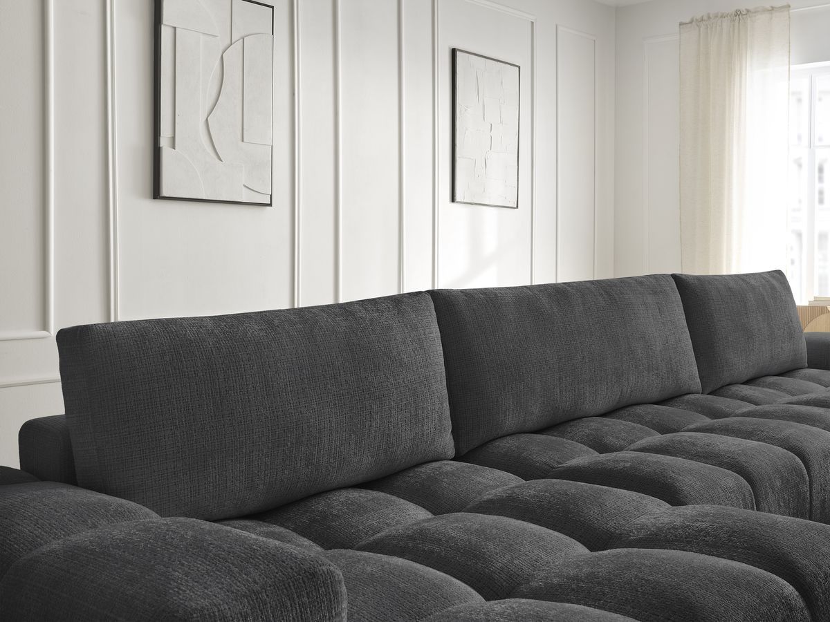 Anakin - Fixed Panoramic Sofa - Textured Fabric - 3 Cushions