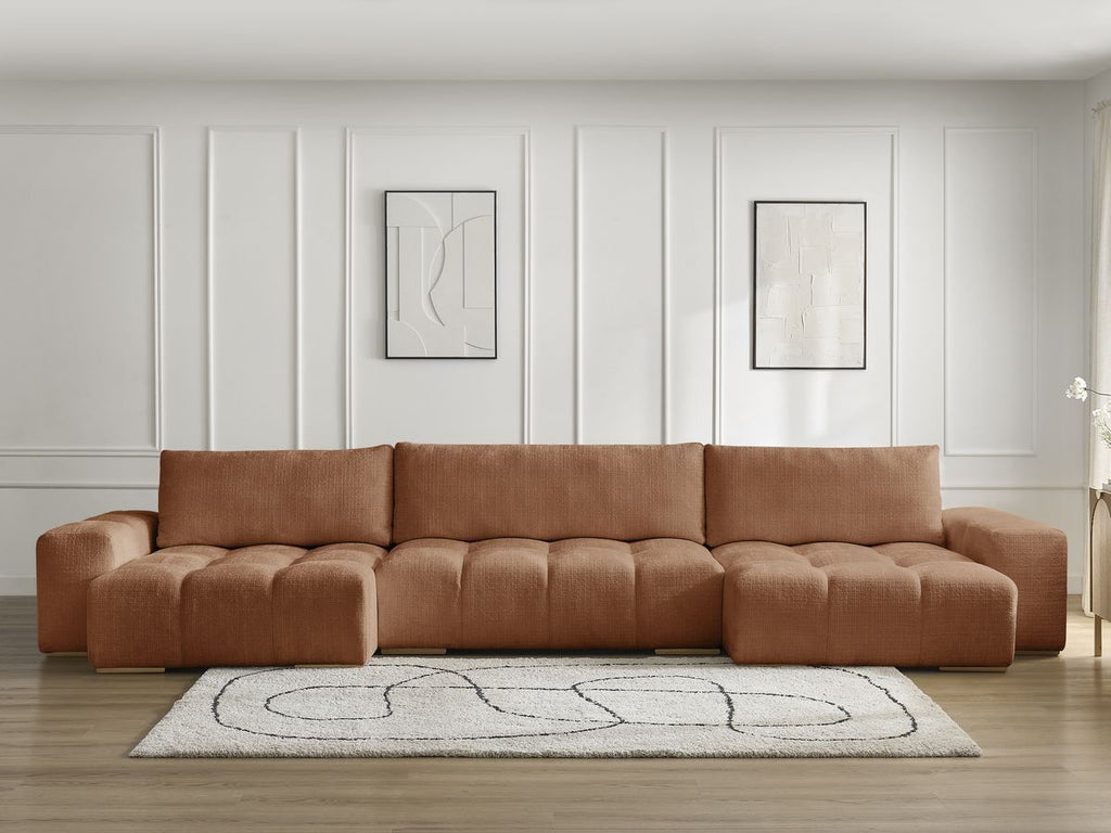 Anakin - Fixed Panoramic Sofa - Textured Fabric - 3 Cushions