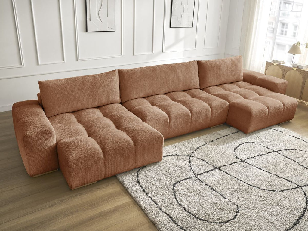 Anakin - Fixed Panoramic Sofa - Textured Fabric - 3 Cushions