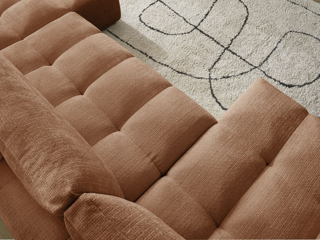 Anakin - Fixed Panoramic Sofa - Textured Fabric - 3 Cushions