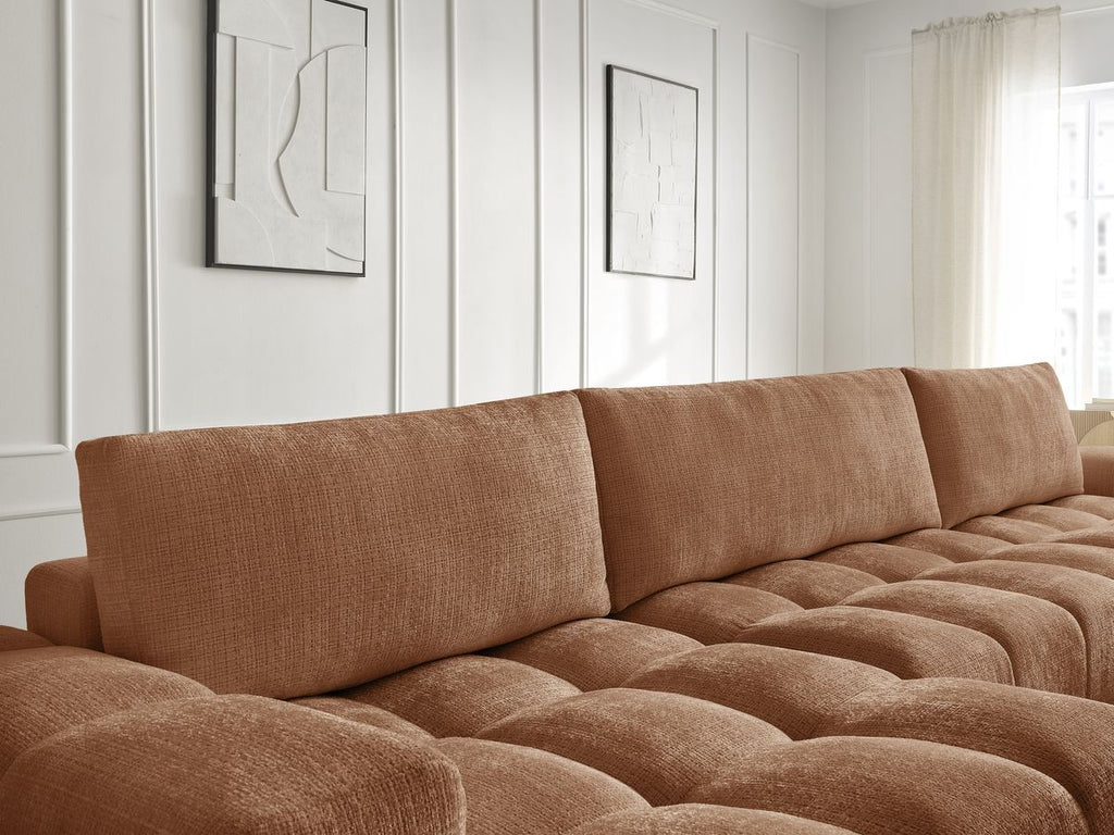 Anakin - Fixed Panoramic Sofa - Textured Fabric - 3 Cushions