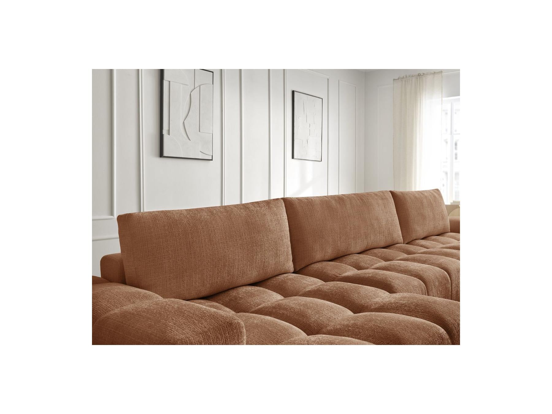 Anakin - Fixed Panoramic Sofa - Textured Fabric - 3 Cushions