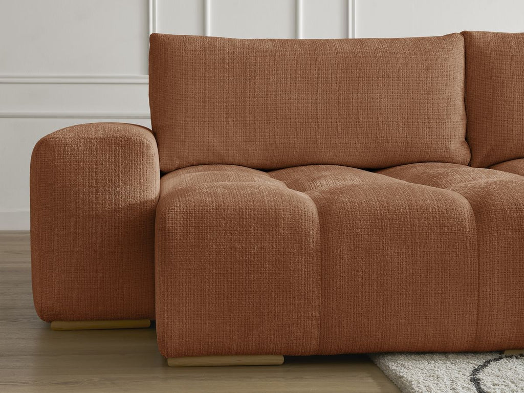 Anakin - Fixed Panoramic Sofa - Textured Fabric - 3 Cushions