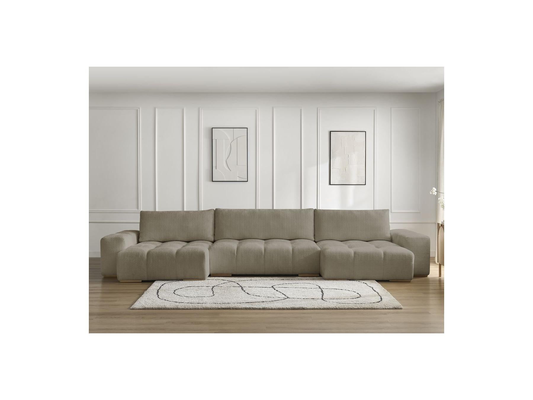 Anakin - Fixed Panoramic Sofa - Textured Fabric - 3 Cushions